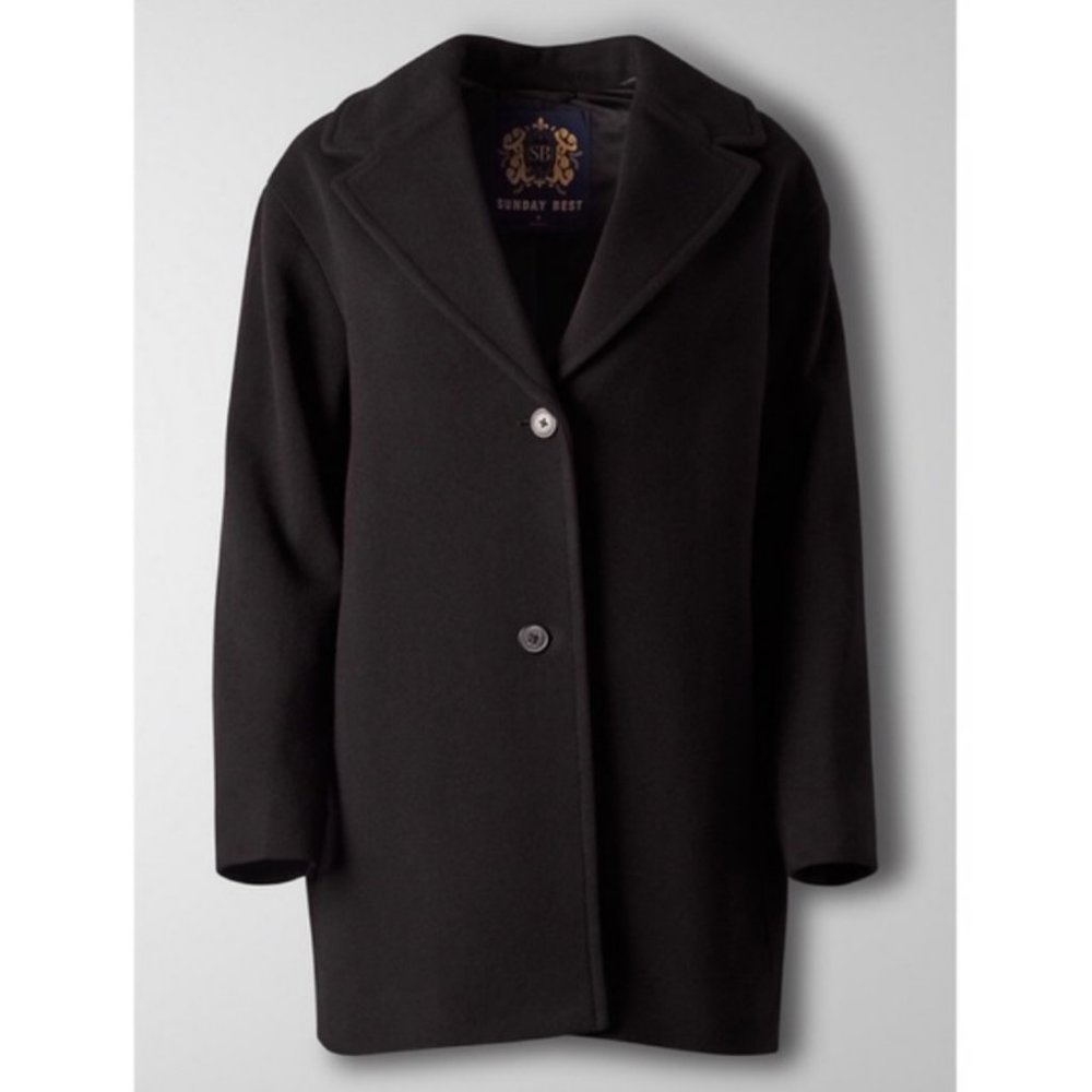 Aritzia Sunday Best Black Princeville Pea Coat XXS
